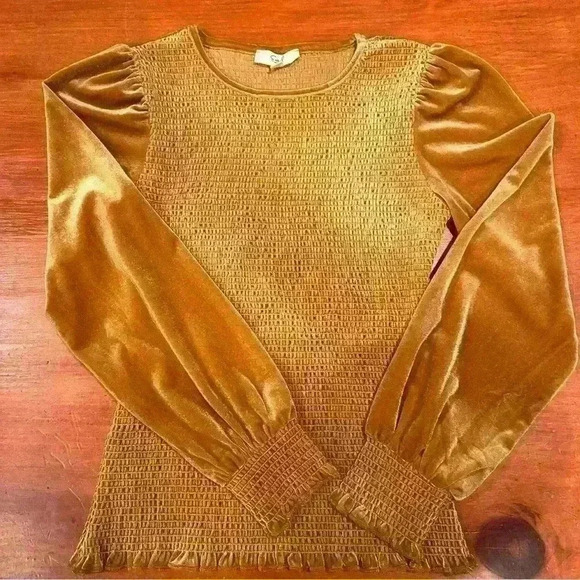 Easel Los Angeles Velvet Top. Womens size Small. Gold. Bodycon fit, Festive,Fall - Picture 1 of 7